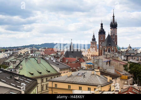 Draufsicht auf den Dächern der alten Krakau, Polen. Stockfoto