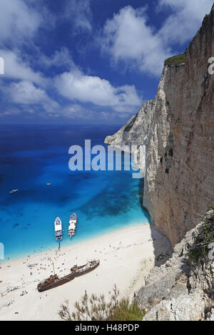 Griechenland, Zakynthos, Navajo Bucht, Bootsfahrt, Vogelperspektive, Schiffbruch, Stockfoto