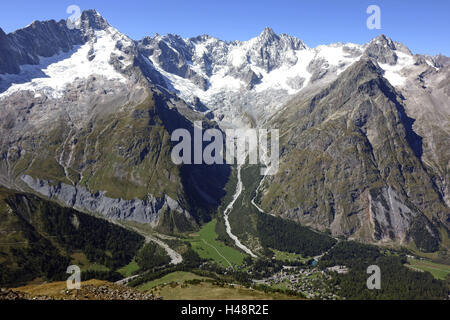 Schweiz, Val Ferret, La Fouly, Mont Dolent, tour Noir, Stockfoto