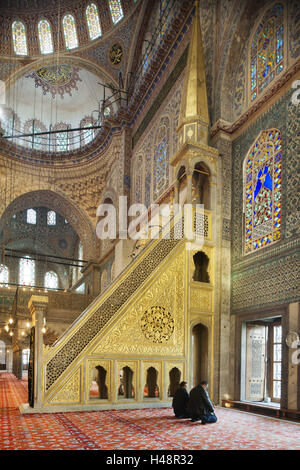 Türkei, Istanbul, Sultanahmed, Sultan Ahmet Camii, blaue Moschee, innen, Predigt Kanzel, Minbar, Stockfoto