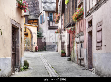 Frankreich, Elsass, Ribeauvillé, Häuser, Spur, Stockfoto