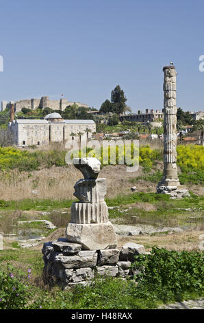 Türkei, Westküste, Selcuk, Izmir, Artemiseion, Isa Bey Moschee, Festung, Stockfoto