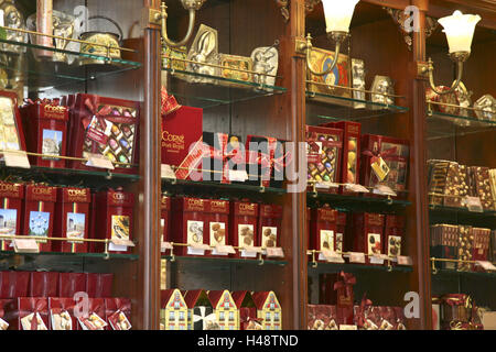 Belgien, laden, Detail, Regal, Süßigkeiten, Bonbons, Stockfoto