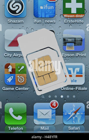 display iPhone, SIM-Karte Stockfoto