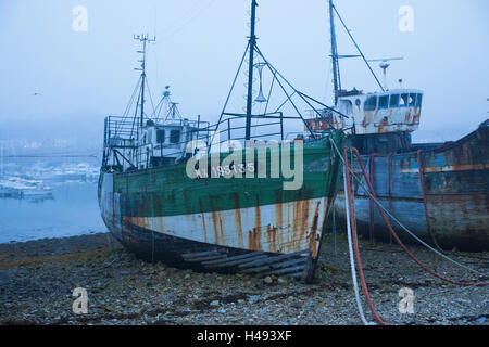 Schiffswracks im Land, Camaret Sur Mer, Bretagne, Frankreich, Stockfoto