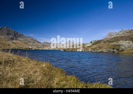 Schweiz, Bündner, Rhein Holz, San Bernardino pass, pass Höhe, 2066 m, Lago Moesola, Stockfoto