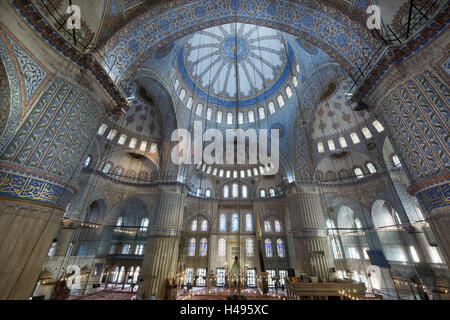 Türkei, Istanbul, Sultanahmed, Sultan-Ahmet-Camii, blaue Moschee, innen Stockfoto