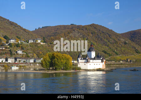 Deutschland, am Rhein, Rheinland-Pfalz, Mittel Rhein, Kaub, Pfalzgrafenstein Castle, Stockfoto