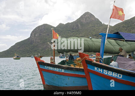 Vietnam, Con Son Inseln, Landschaft, Meer, Fischerboote, Stockfoto