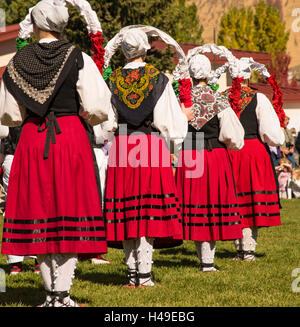 Trailng der Schafe Festival, Oinkari Baskisch Tänzerinnen Folklife Messe, Hailey und Sun Valley, Idaho, USA Stockfoto