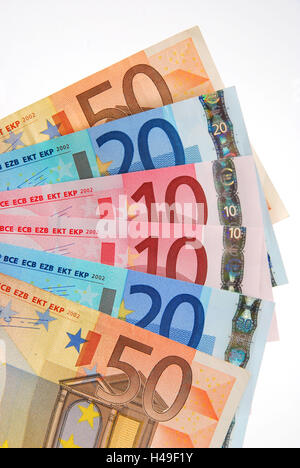 Euro, Banknoten, mittlere Nahaufnahme Stockfoto