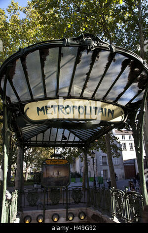 Metro-Station Abbesses, Jugendstil, Montmartre, Paris, Ile de France, Frankreich, Stockfoto