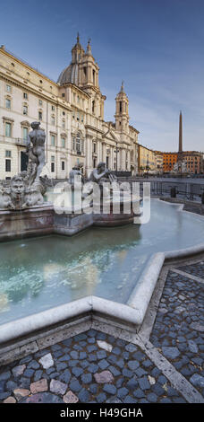 Brunnen von Neptunes, Sant'Agnese in Agone, Piazza Navona, Rom, Latium, Italien Stockfoto