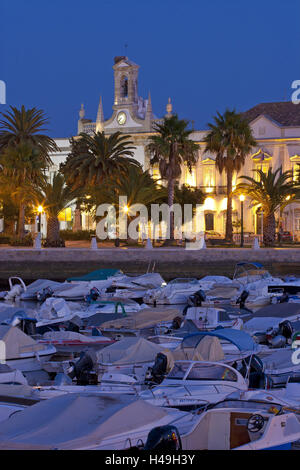 Portugal, Algarve, Faro, Doca de Recreio, Hafen, Abend, Stockfoto