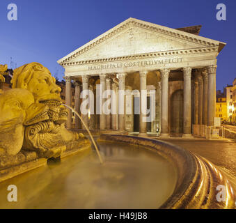 Fontana del Pantheon, Pantheon, Piazza della Rotonda, Agrippa Temple, Portikus, Rom, Latium, Italien Stockfoto