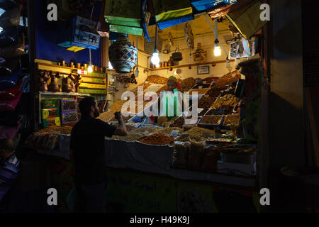 Nachtleben auf den Souk Jamaa el Fna, Marrakesch, Marokko Stockfoto