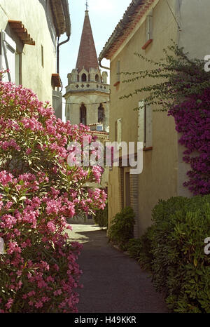 Ort, Häuser, Turm, Kirche, Stockfoto