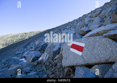 Schweiz, Bündner, Passhöhe, Fuorcla Grevasalvas, Wanderweg, Stockfoto