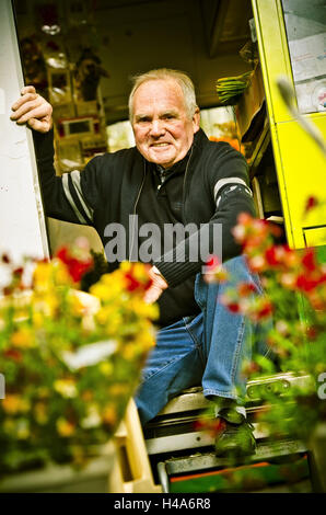 Deutschland, Hamburg, Blumenmarkt, Blumen Stall, Eigentümer, Stockfoto