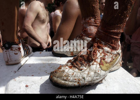 Spanien, Provinz Valencia, Bunol, Tomatina, Touristen, Stockfoto