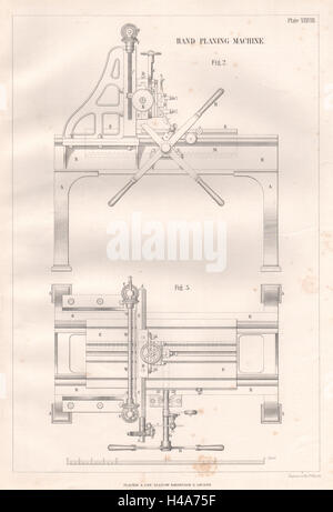 VIKTORIANISCHE ENGINEERING ZEICHNUNG. Hand-Hobelmaschine. Abb. 2 1847 Alter Druck Stockfoto