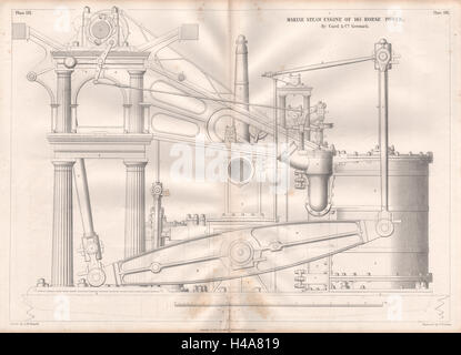 19C ENGINEERING ZEICHNUNG. 145 PS marine Dampfmaschine. Caird & Co. Greenock 1 1847 Stockfoto