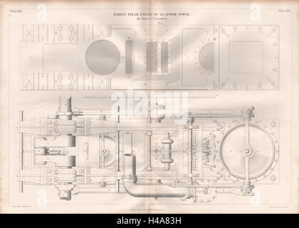 19C ENGINEERING ZEICHNUNG. 145 PS marine Dampfmaschine. Caird & Co. Greenock 2 1847 Stockfoto