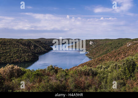 Kroatien, Istrien, Adria-Küste, Vrsar, Limski Kanal mit Loo Glaukom, Stockfoto