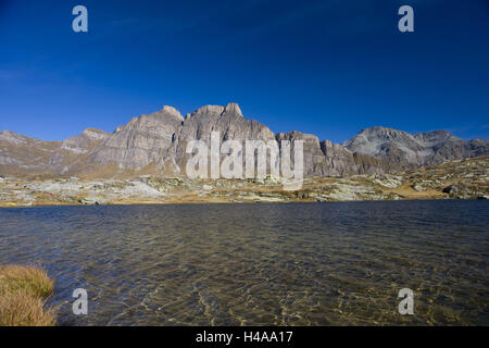 Schweiz, Bündner, Rhein Holz, San Bernardino pass, pass Höhe, 2066 m, Lago Moesola, Stockfoto