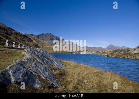 Schweiz, Bündner, Rhein Holz, San Bernardino-Pass, Bergpass, pass Höhe, 2066 m, Lago Moesola, Stockfoto