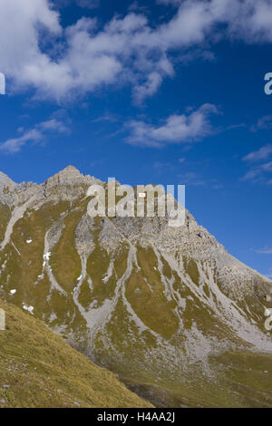 Österreich, Tirol, Lechtaler Alpen, Berg Arl, St. Anton, Valluga Bahn, Valfagehrkar, Dachdecker Punkt, Seilbahn Auswahl Stockfoto