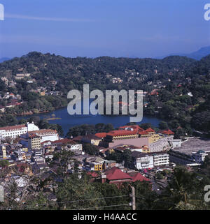 Sri Lanka, Kandy, Stadtübersicht, See, Stockfoto