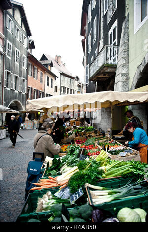 Marktplatz in Annecy, Haute-Savoie, Frankreich Stockfoto