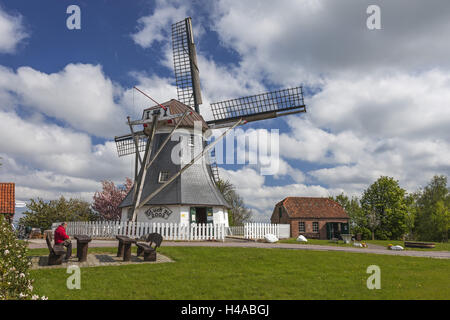 Werdumer Mühle in Werdum, Niedersachsen, Ostfriesland, Harlingerland, Stockfoto