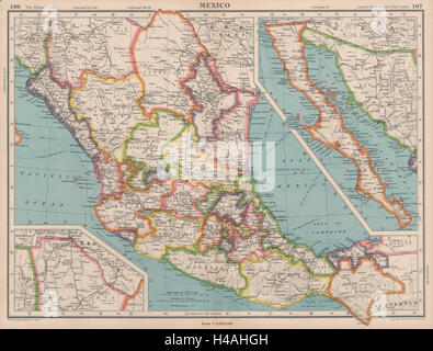 Mexiko. Staaten zeigen. Bartholomäus 1944 alte Vintage Karte Plan Diagramm Stockfoto