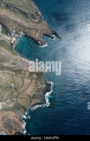 Teneriffa, El Puertito, La Caleta, Costa Adeje, Vulkan Küste, Felsenküste, Luftbild, Strand, Atlantik, Meer, Provinz Santa Cruz De Tenerife, Kanarische Inseln, Spanien Stockfoto