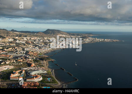 Teneriffa, Playa de Las Americas, San Eugenio, Costa Adeje, Playa de Fanabe, Playa de Torviscas, Luftbild, Strand, Atlantik, Meer, Promenade, Hotels, Wohnungen, Provinz Santa Cruz De Tenerife, Kanarische Inseln, Spanien-Block Stockfoto