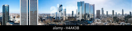 Frankfurt, Hessen, Deutschland, 180-Grad-Panorama von der Frankfurter Innenstadt und das Westend Stockfoto