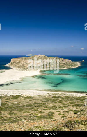 Griechenland, Kreta, Kissamos, Blick auf Balos Beach und die Lagune, Stockfoto