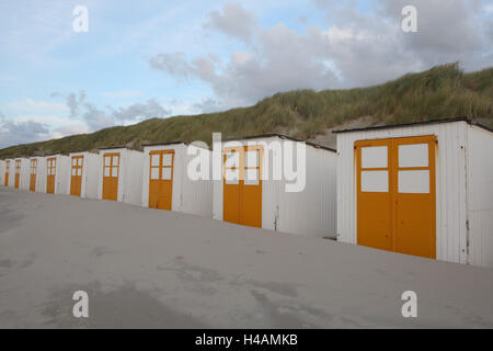 Kleine Strandhäuser, Insel Texel, Niederlande, Nordsee, Stockfoto