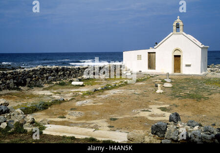 Griechenland, Kreta, Nord-Ost-Küste, Chersonnissos, Band in der Ausgrabung der frühen christlichen Basilika A, Stockfoto