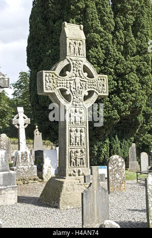 Leinster, Irland Louth, Monasterboice, Kreuzgang Werk, 5. Jh., Friedhof, Kreuz, Stockfoto