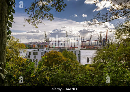 Deutschland, Hamburg, Hafen, Elbe-Ufer, Neumühlen, Container-terminal, Stockfoto