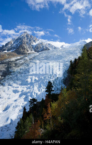 Aiguille du Midi, Glacier des Bossons, Gletscher, Chamonix-Mont-Blanc, Stockfoto