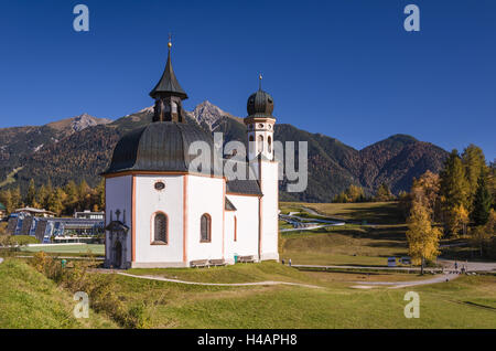 Österreich, Tirol, Meer Felder Col, Meer Bereich Seekirchl im Herbst gegen Reither Punkt, Stockfoto