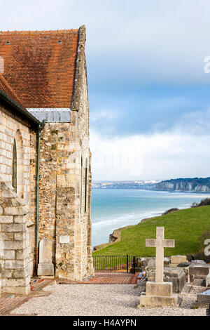 Meer Friedhof, St Valery, Alabaster Küste, Normandie Stockfoto