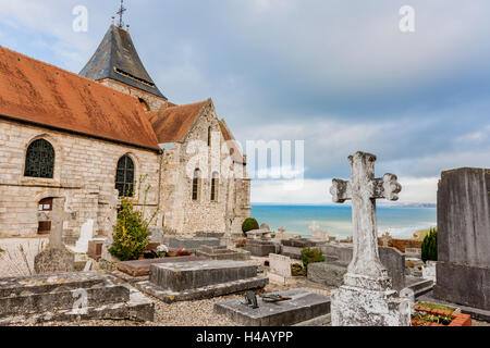 Meer Friedhof, St Valery, Alabaster Küste, Normandie Stockfoto