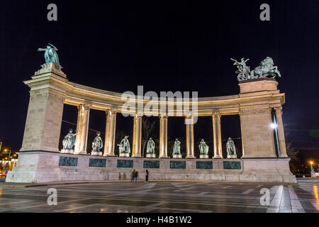 Heldenplatz, Hsök Tere, UNESCO-Weltkulturerbe, Bezirk Pest, Budapest, Ungarn, Europa Stockfoto