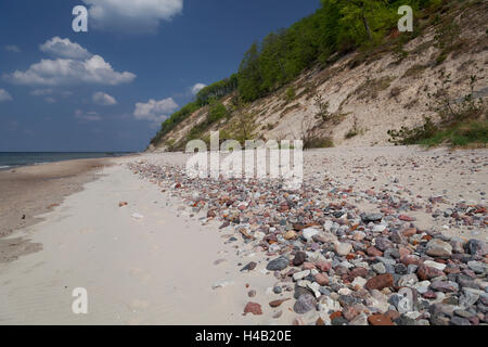 Strand und Steilküste an der Ostsee in der Wolliner Nationalpark zwischen Wiselka und Misdroy im Westen Pommerschen Woiwodschaft, Polen Stockfoto