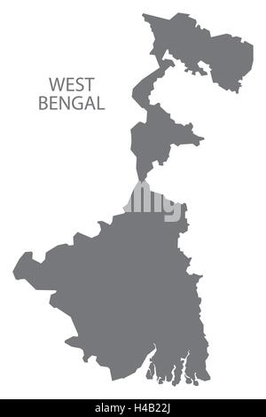 West Bengal Indien grau Karte Stock Vektor